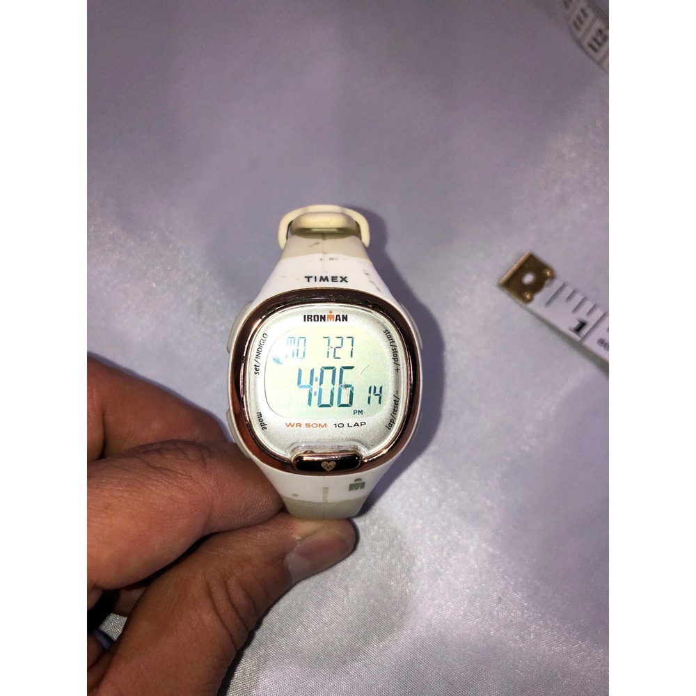 Timex Ironman 10-Lap Digital Watch Cream Rose Gold TW5M40400 Mens Womens